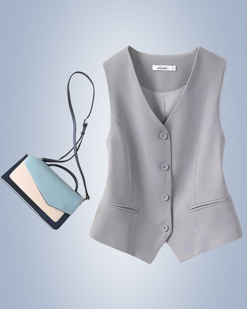 Solid color women's suit vest jacket