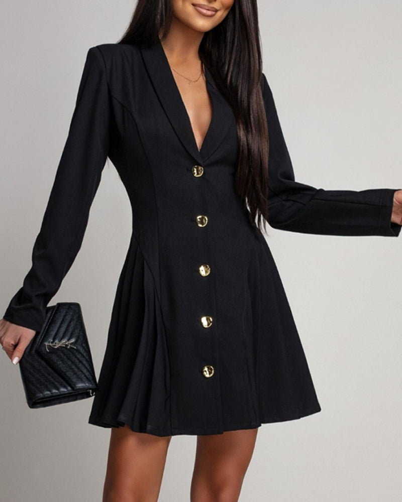 Metal Buckle Slim Fit Suit Dress