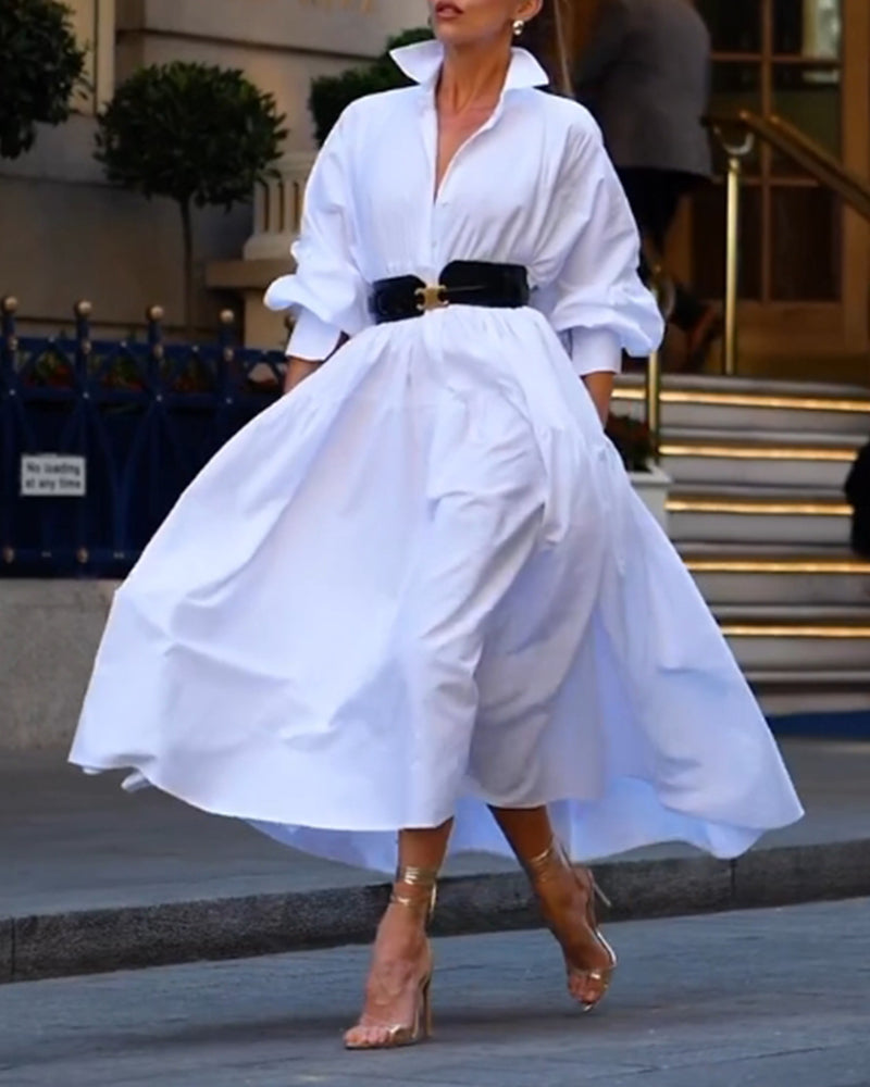 Solid color loose swing dress