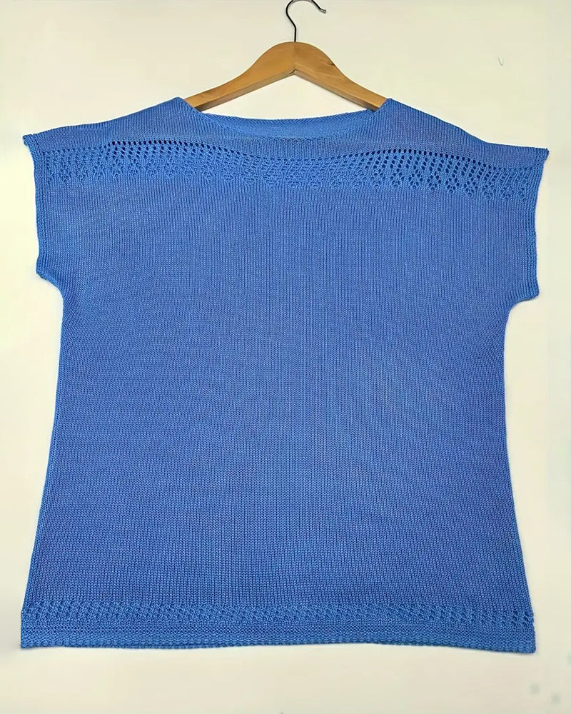 Casual Short-Sleeved Solid Color Sweater