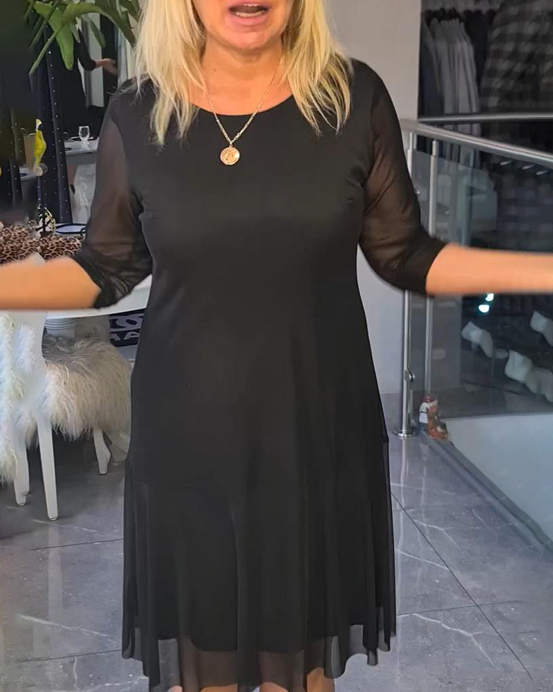 Sheer And Fashionable Solid Color Dress