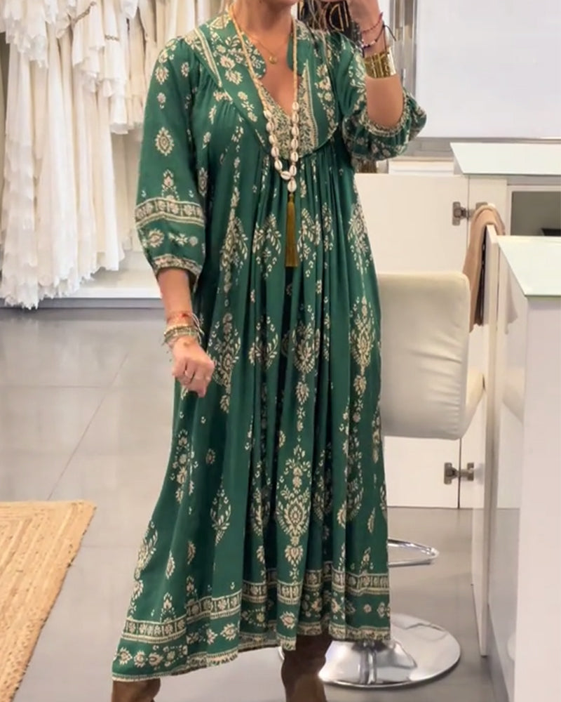 Casual Print Loose Pocket Dress