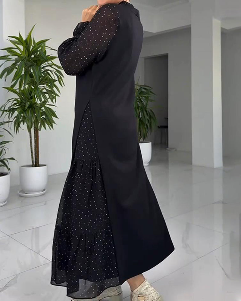 Faux Two-Piece Lace Ribbon Patchwork Dress