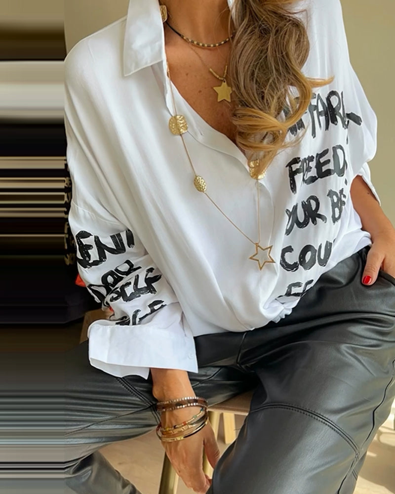Loose casual shirt with letter print