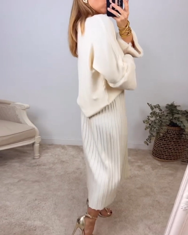 Elegant Solid color pullover with long sleeve