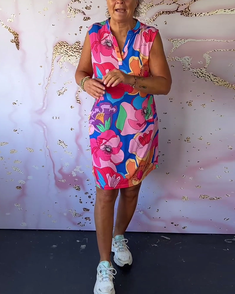 Sleeveless floral print dress