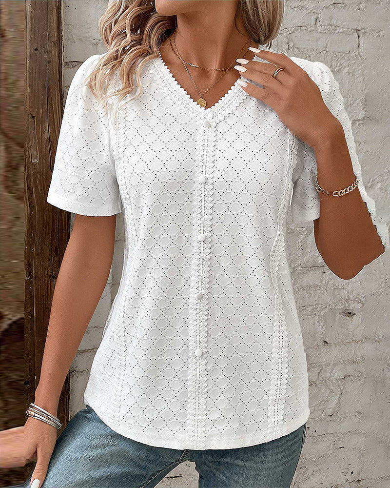 Bubble Sleeve Solid Color Top