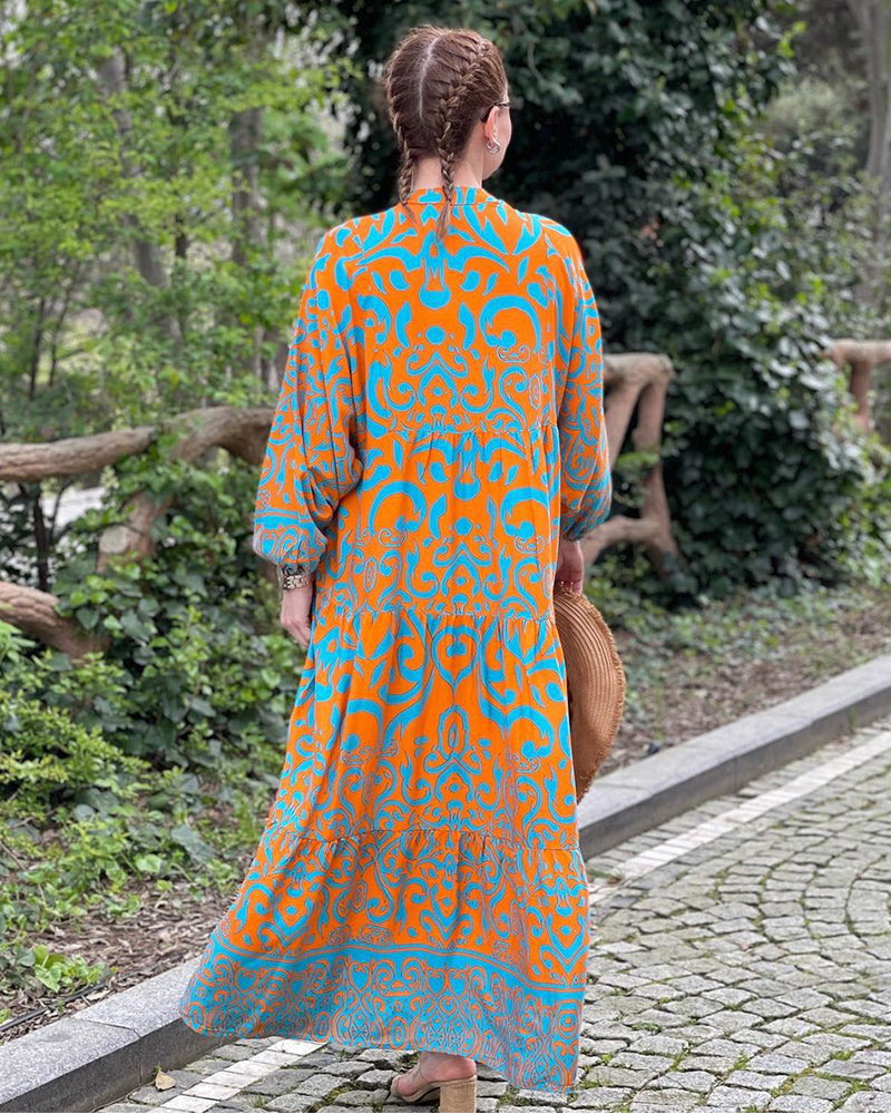 Premium printed casual long dress