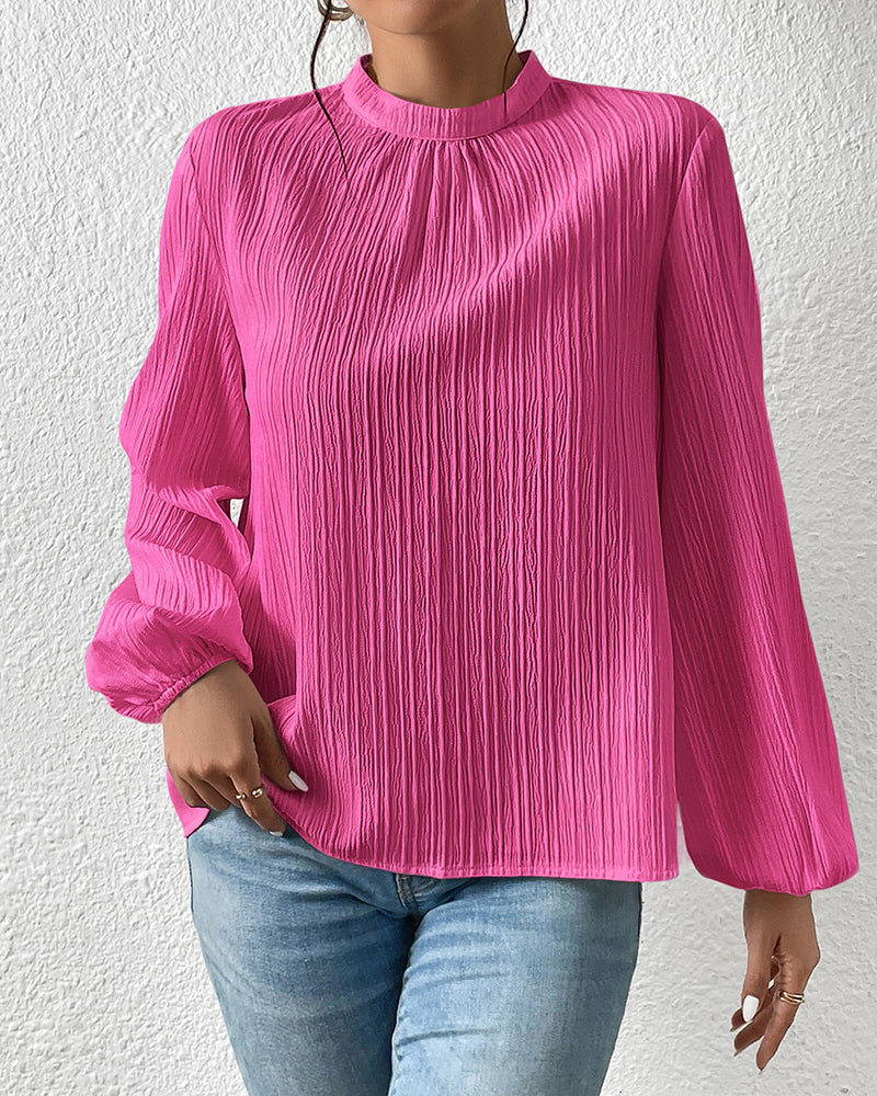 Puff sleeve solid color elegant blouse