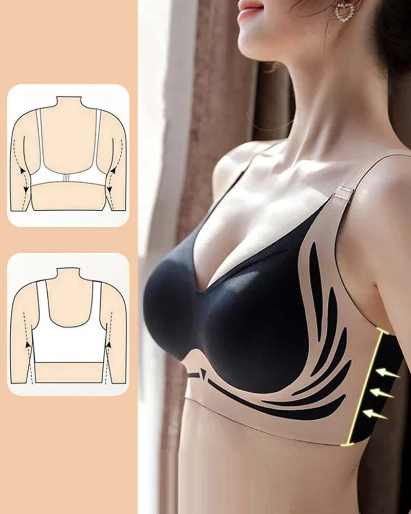 Lifting anti-sagging wireless push-up bra