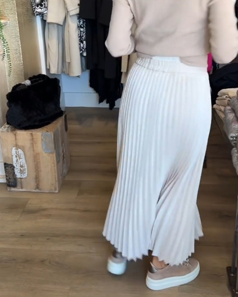 Pleated solid color dress