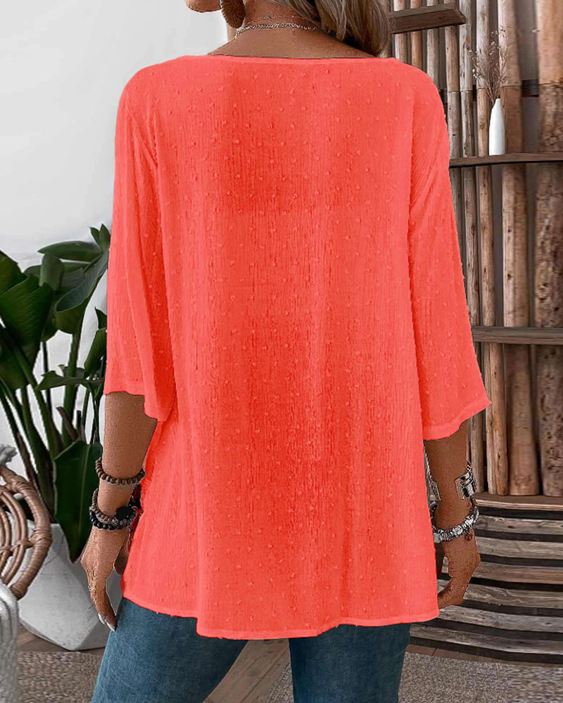 Solid color patchwork casual top