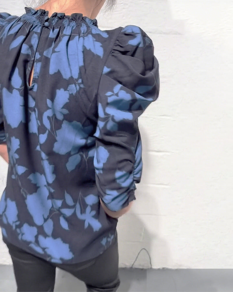 Puff Sleeve Ruffle Blouse