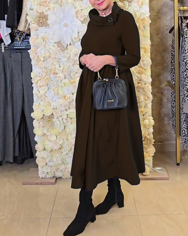 Fashionable Street Solid A-line Dress