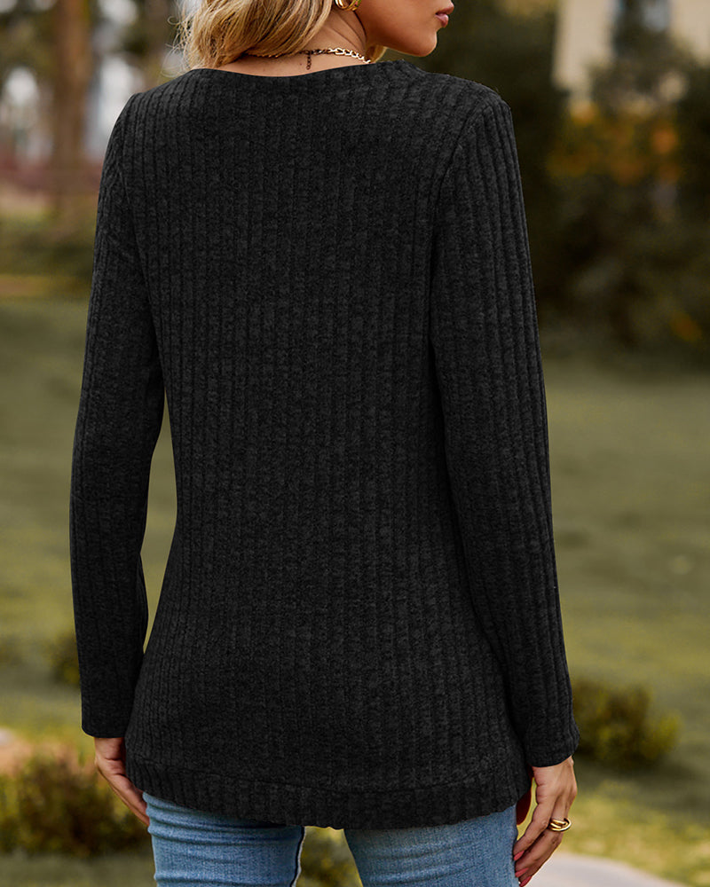 Solid Color V-neck Top