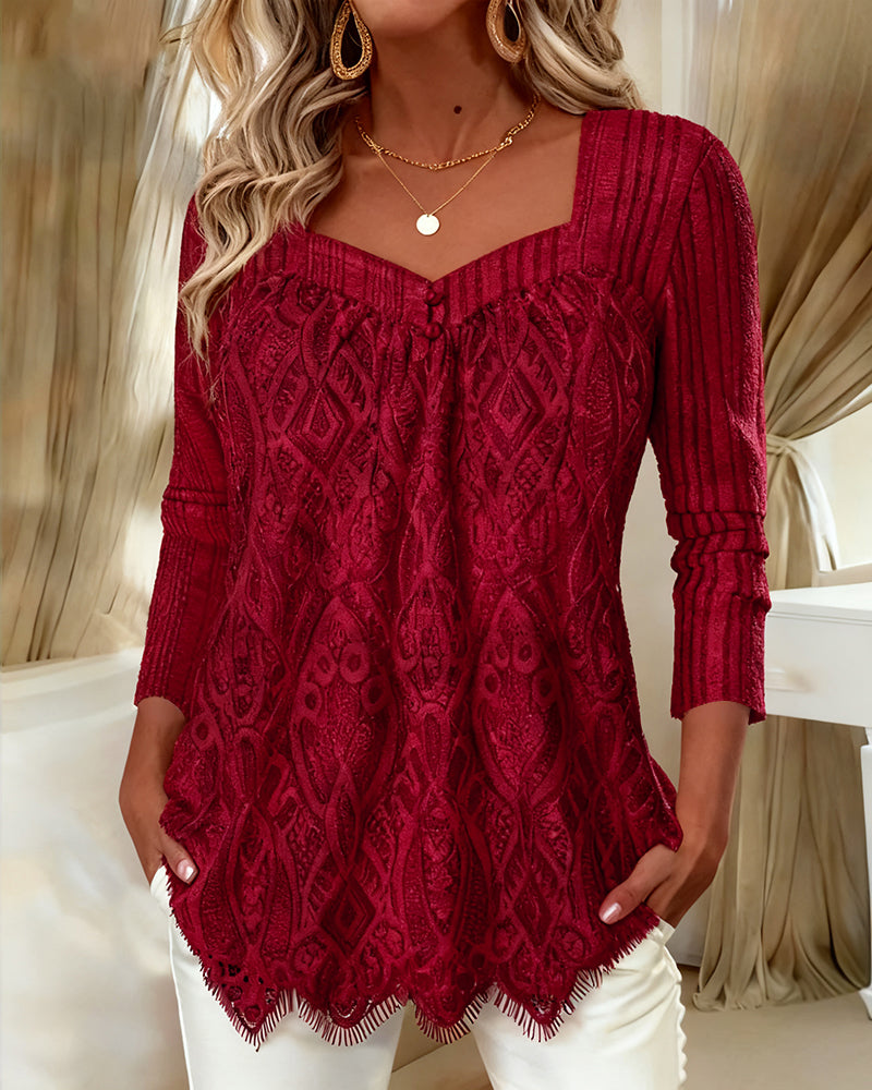 Square Neck Pit Lace Top