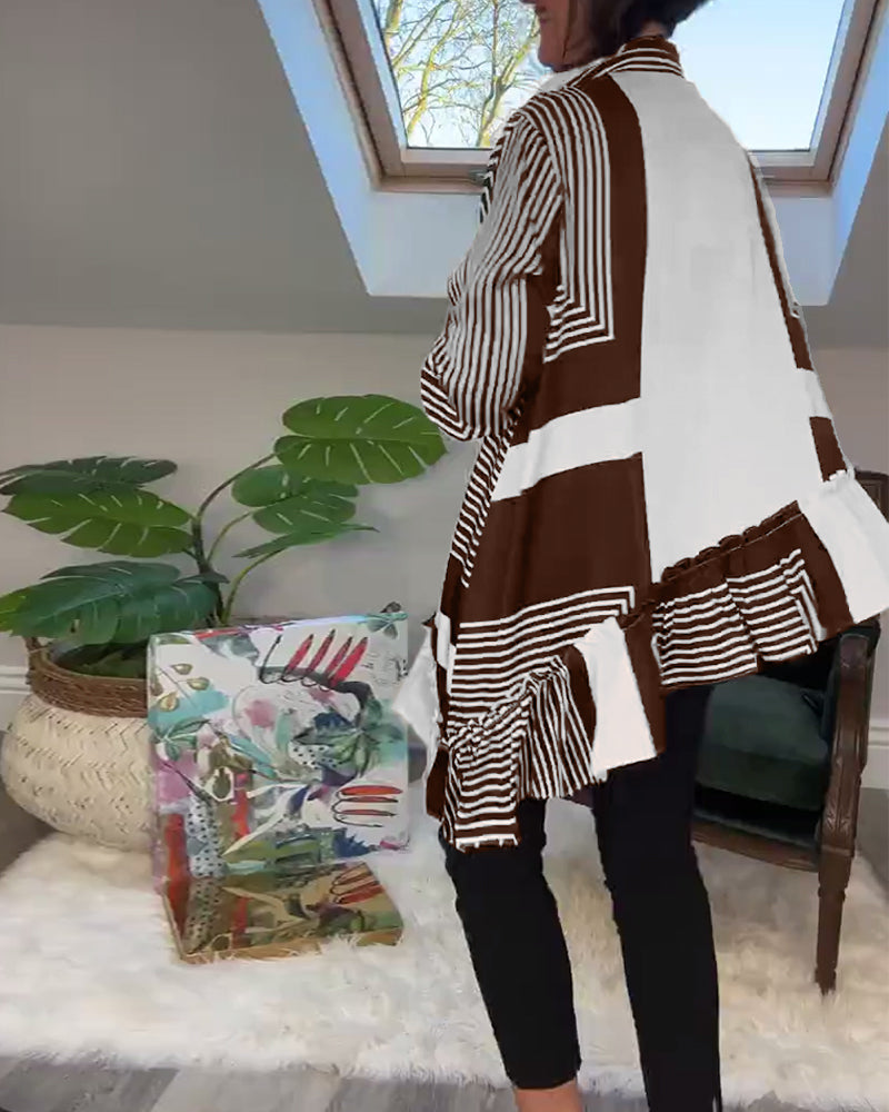 Fashion printed button irregular patchwork shirt