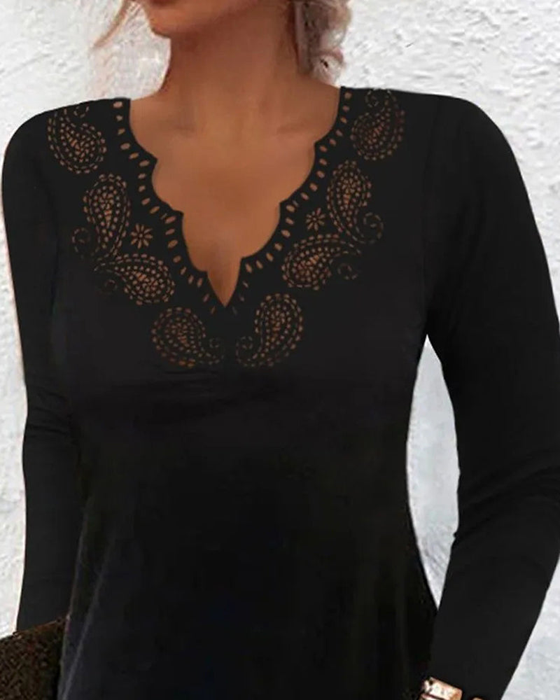 Long-Sleeved Crochet Slimming Dress