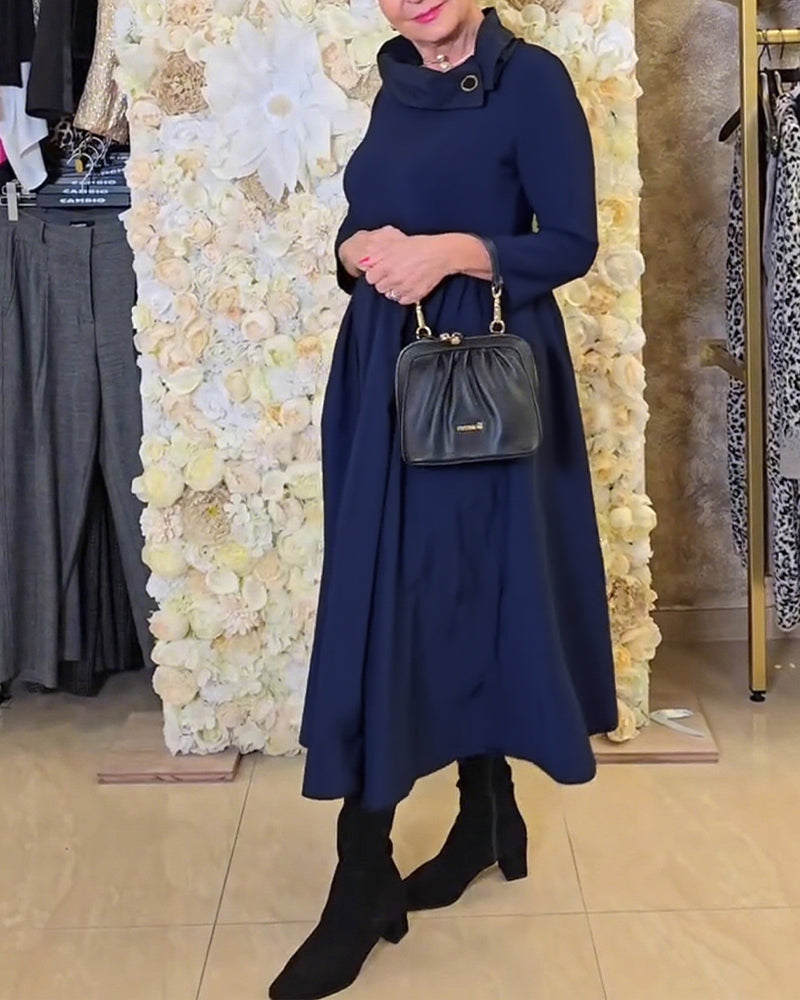 Fashionable Street Solid A-line Dress