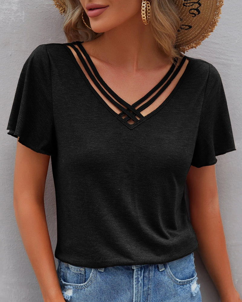 Solid color Cut Out T-shirt