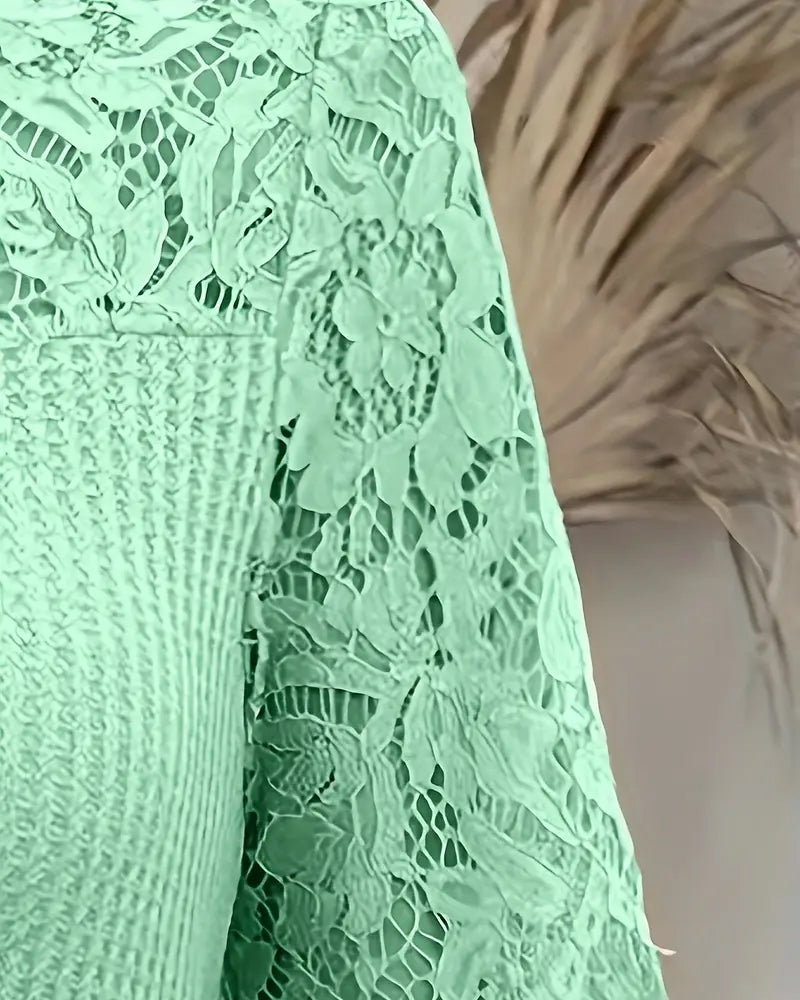 Lace Panel Knitted T-Shirt