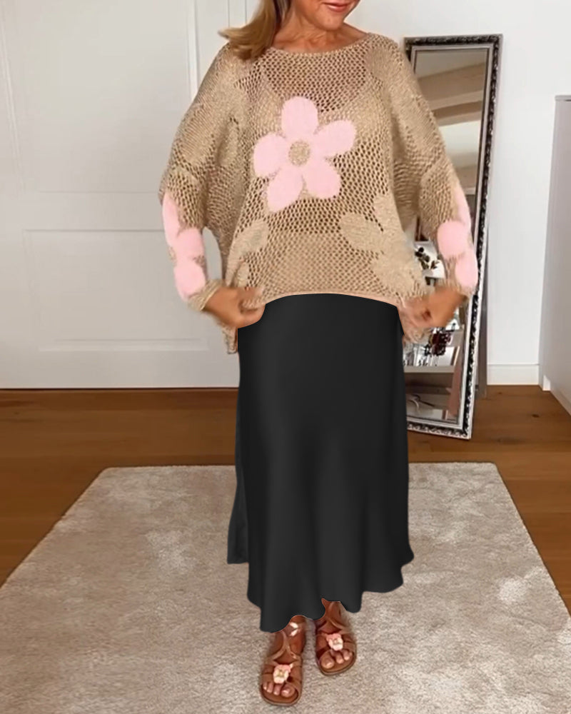 Elegant solid color pleated skirt