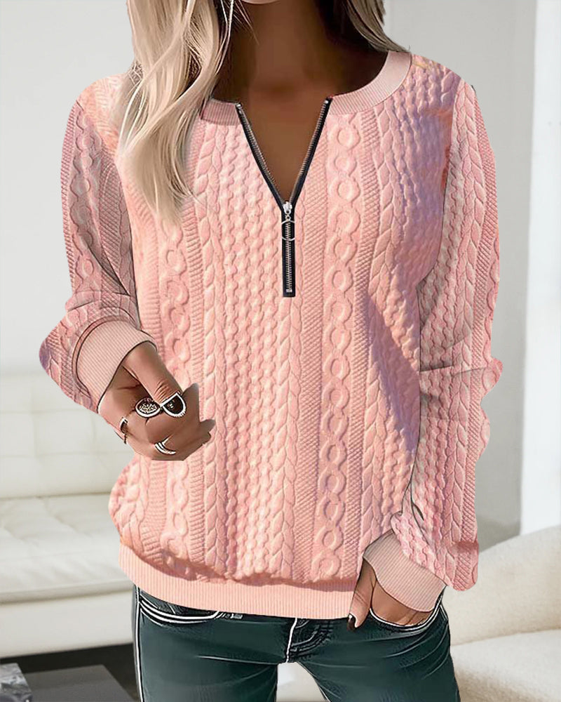 Solid color zipper sweatshirt