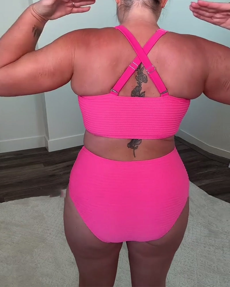 Casual Solid Color Triangle Bikini