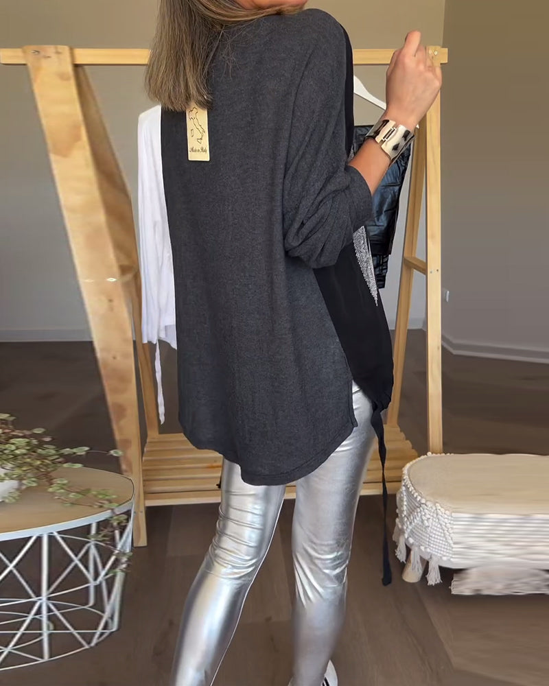 Long sleeve round neck casual top