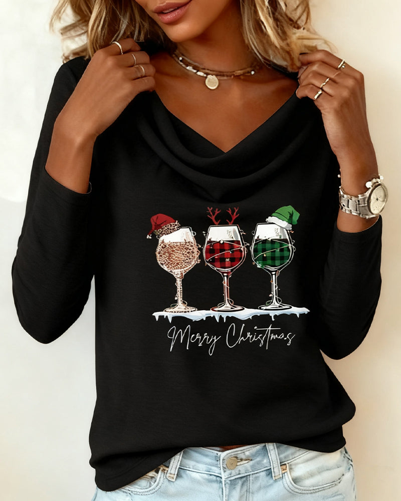 Stacked Collar Printed Wine Glass Top