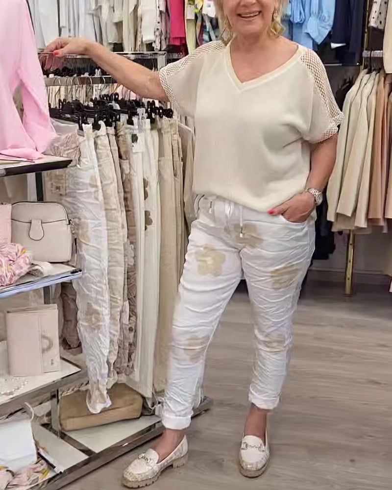 Casual Print Drawstring Pants