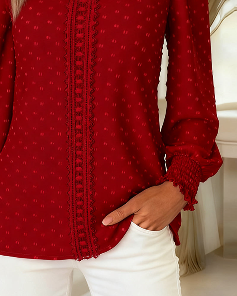 Round Neck Puff Sleeve Blouses