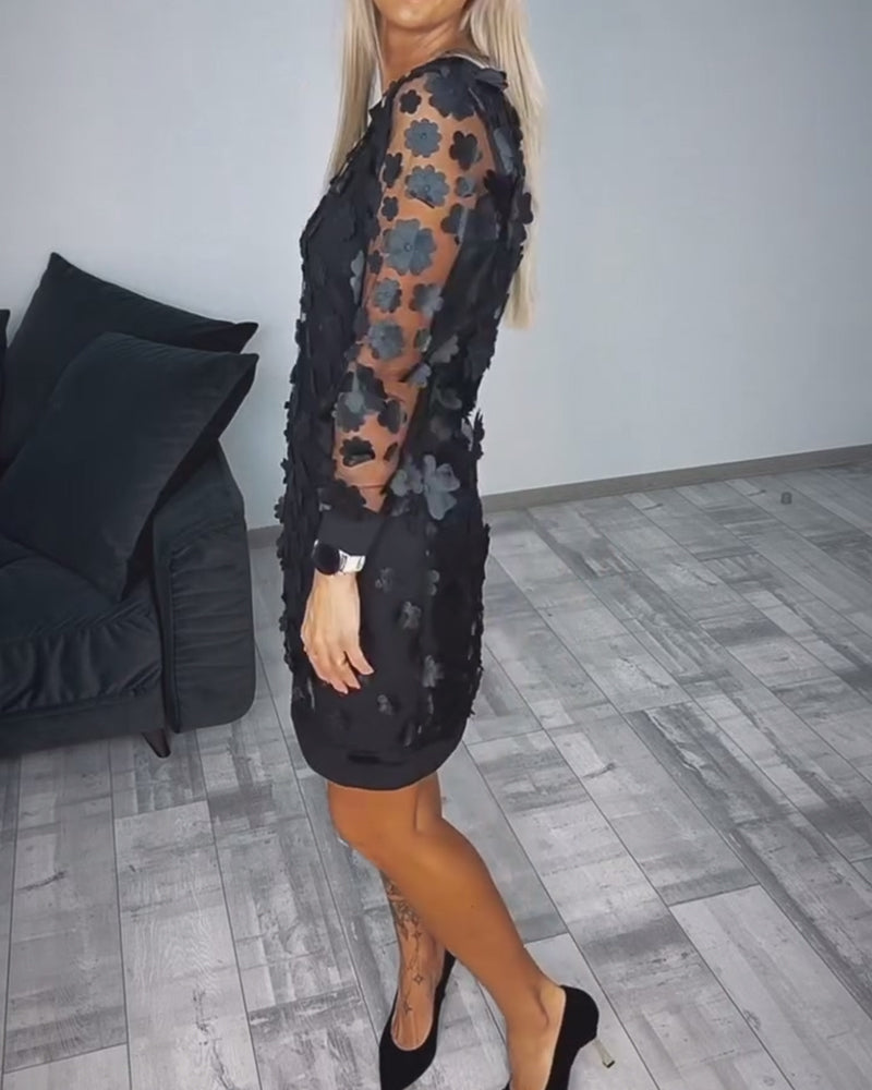 Patchwork 3d Floral Dress