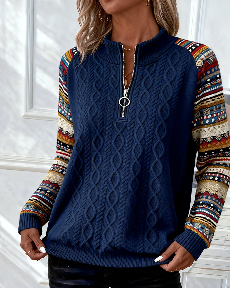 Half-Zip Color-Blocked Sweatshirt