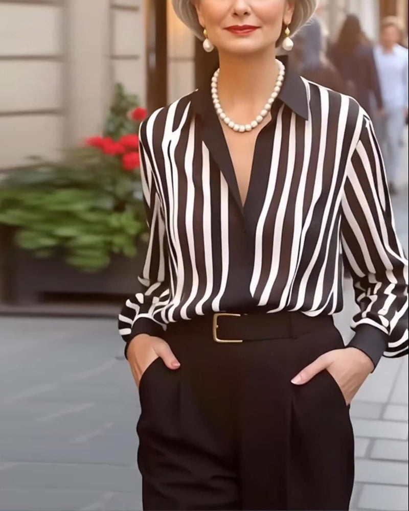Striped Collared Blouse