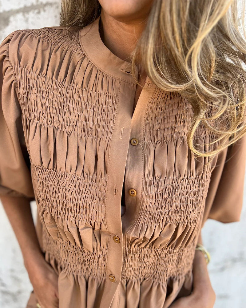 Casual Fashion Short Sleeve Solid Color Blouse