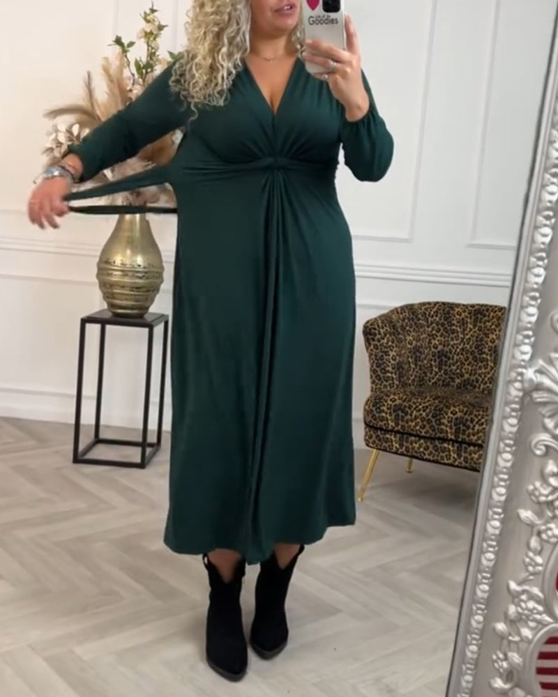 Sexy solid color Dress with Long Sleeve