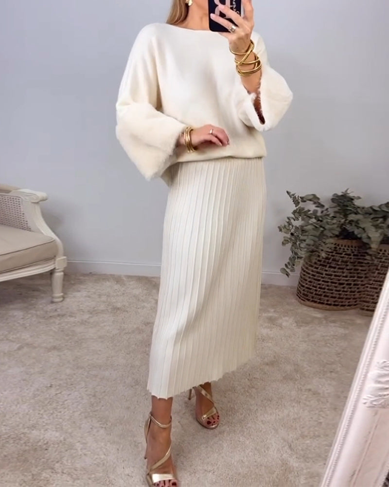 Elegant Solid color pullover with long sleeve