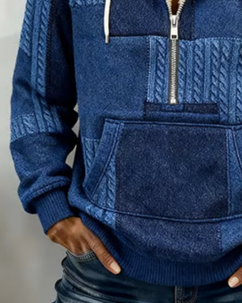 Casual Half-Zip Pocket Hoodie