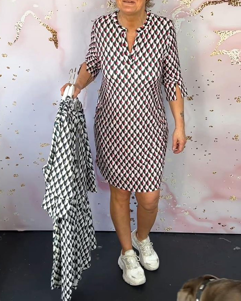 Geometric print pocket dress