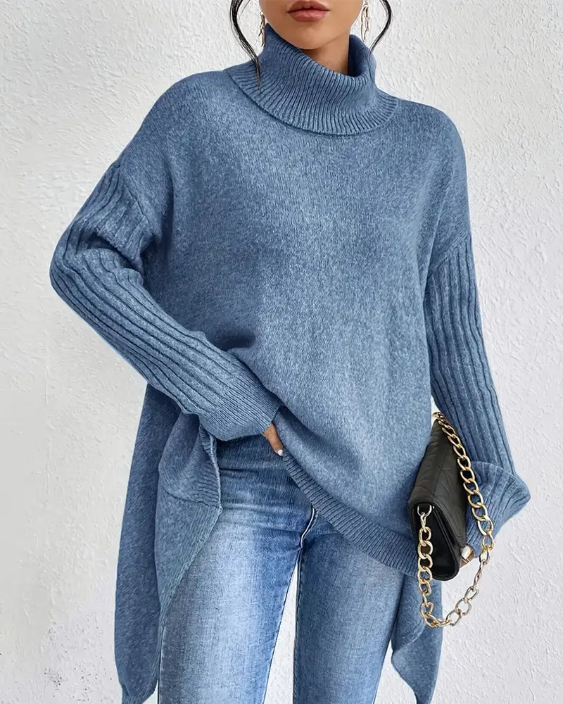 High Collar Irregular Loose Sweater
