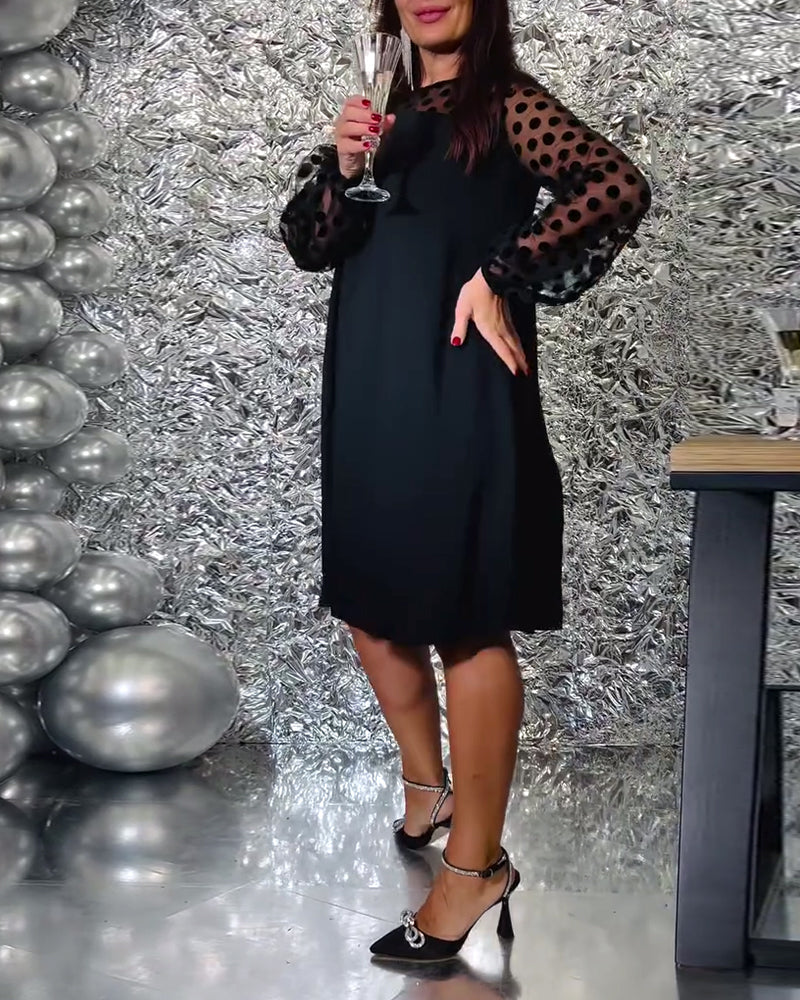 Mesh Polka Dot A-Line Dress