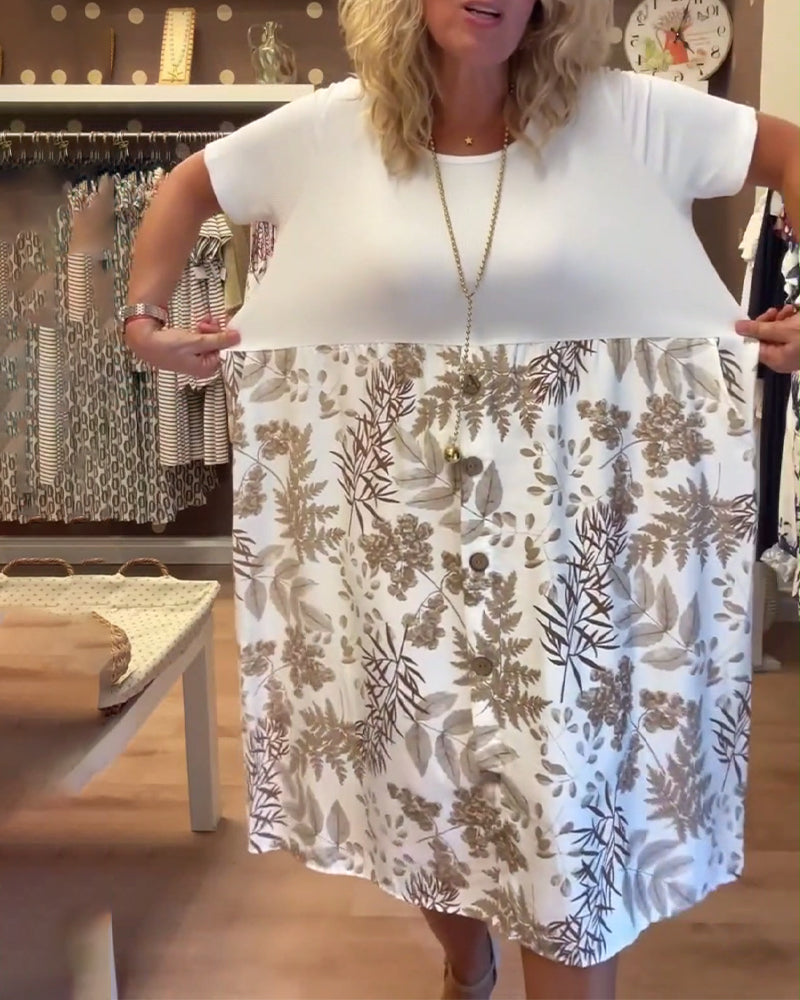 Casual Temperament Printed Round Neck Dress