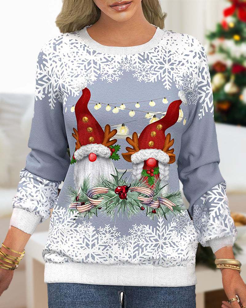 Christmas sweater with snowflake print and raglan sleeves