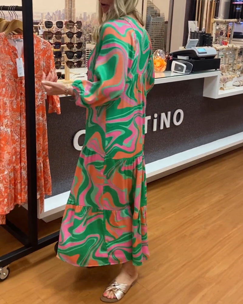 Printed v-neck maxi dress