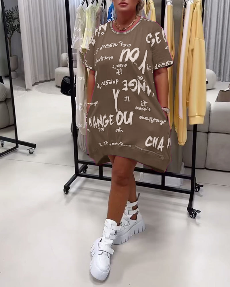 Loose Letter Print Dress