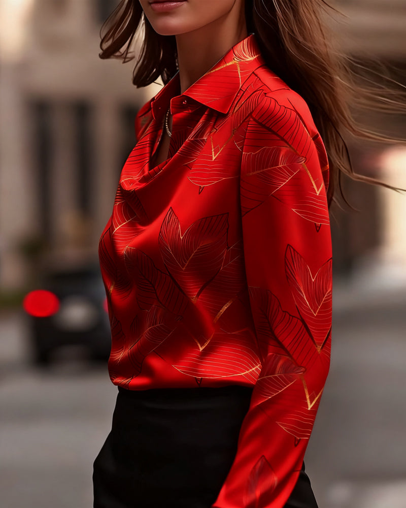 Elegant Long-Sleeved Satin Blouse
