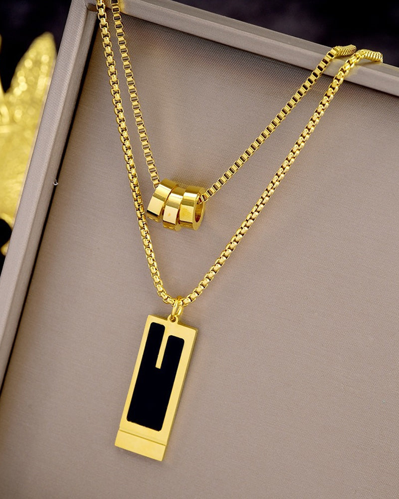 Double long necklace in titanium steel