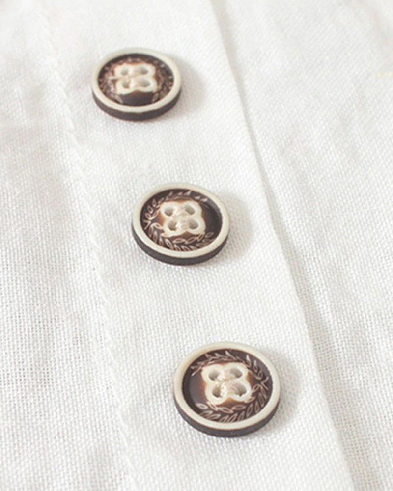 Solid Color Button Short Sleeve Top