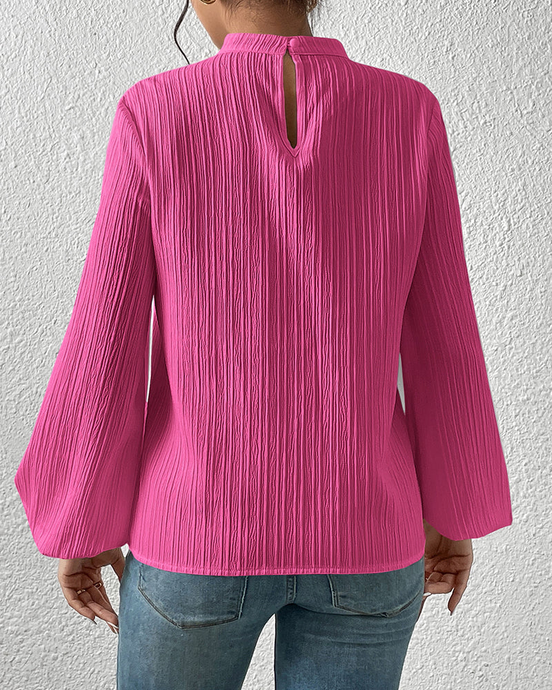 Puff sleeve solid color elegant blouse